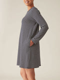 CUT LOOSE - Navy Stripe Fleece Shift Dress