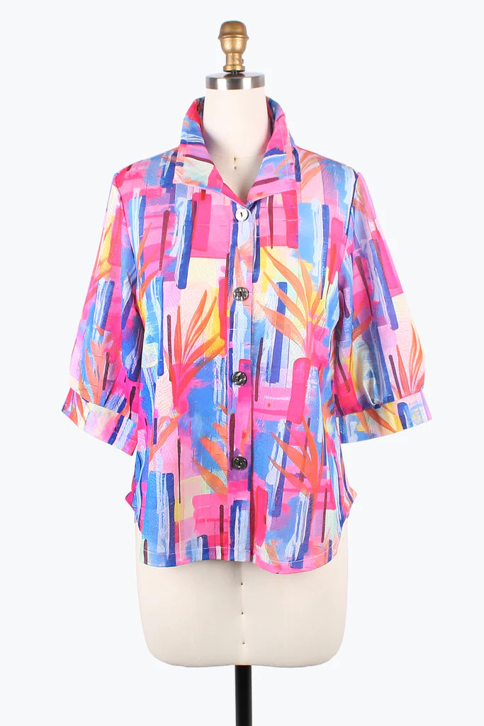DAMEE ABSTRACT PAINTING BLOUSE- 7099- PNK - M ONLY
