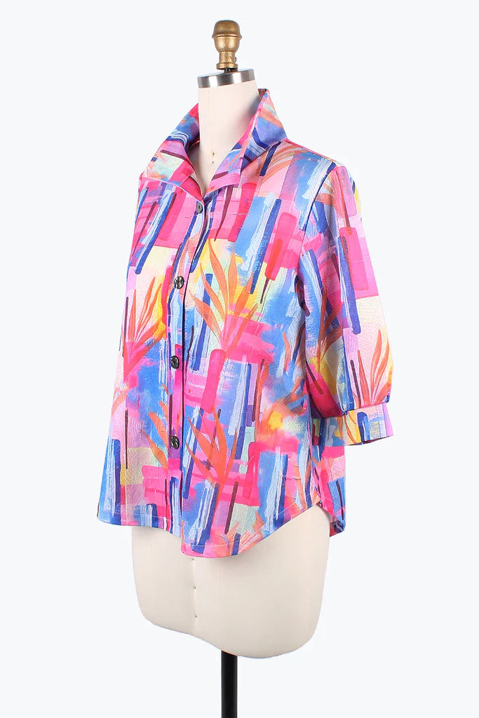DAMEE ABSTRACT PAINTING BLOUSE- 7099- PNK - M ONLY