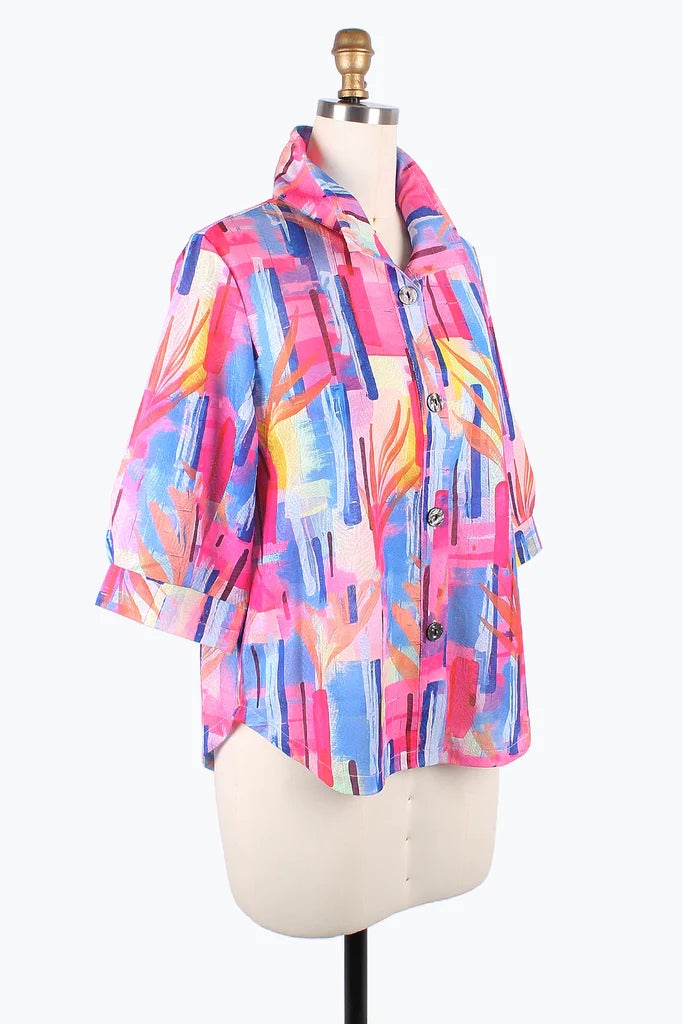 DAMEE ABSTRACT PAINTING BLOUSE- 7099- PNK - M ONLY