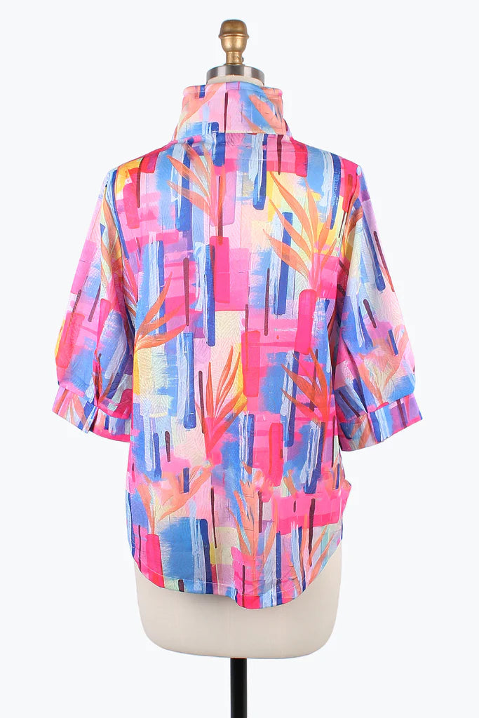 DAMEE ABSTRACT PAINTING BLOUSE- 7099- PNK - M ONLY