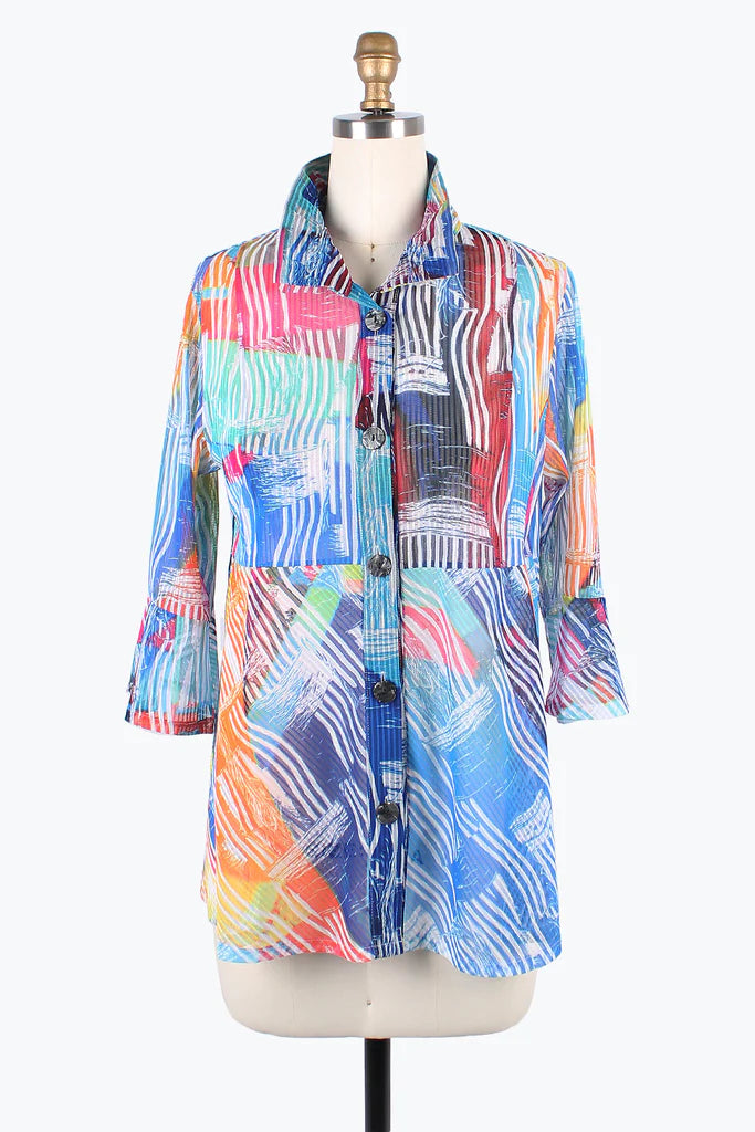 DAMEE MIXED BRUSHSTROKE LONG BLOUSE- 7103- MLT
