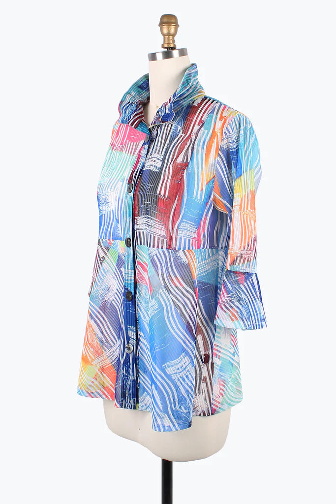 DAMEE MIXED BRUSHSTROKE LONG BLOUSE- 7103- MLT