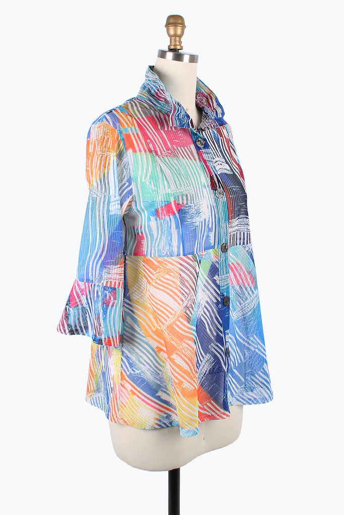 DAMEE MIXED BRUSHSTROKE LONG BLOUSE- 7103- MLT
