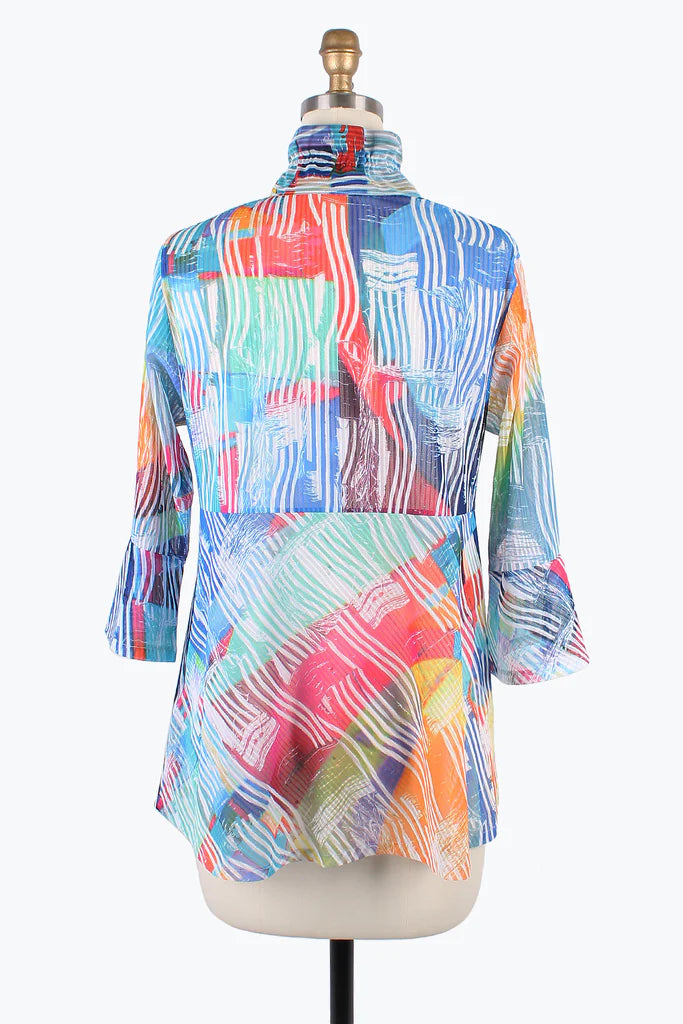 DAMEE MIXED BRUSHSTROKE LONG BLOUSE- 7103- MLT