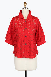 DAMEE FLORAL LACE BLOUSE - 7122-RED