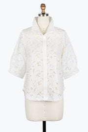 DAMEE FLORAL LACE BLOUSE - 7122-WHT