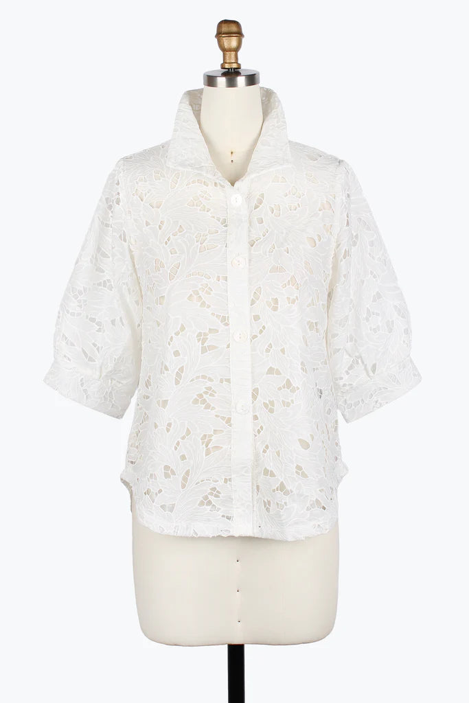 DAMEE FLORAL LACE BLOUSE - 7122-WHT