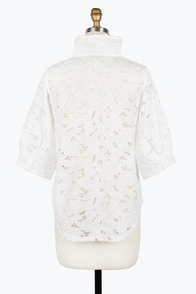 DAMEE FLORAL LACE BLOUSE - 7122-WHT