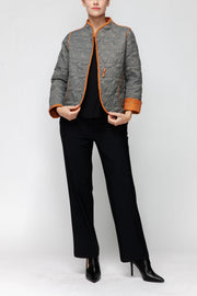 IC COLLECTION Jacket - 7123J - CHARCOAL and CARAMEL