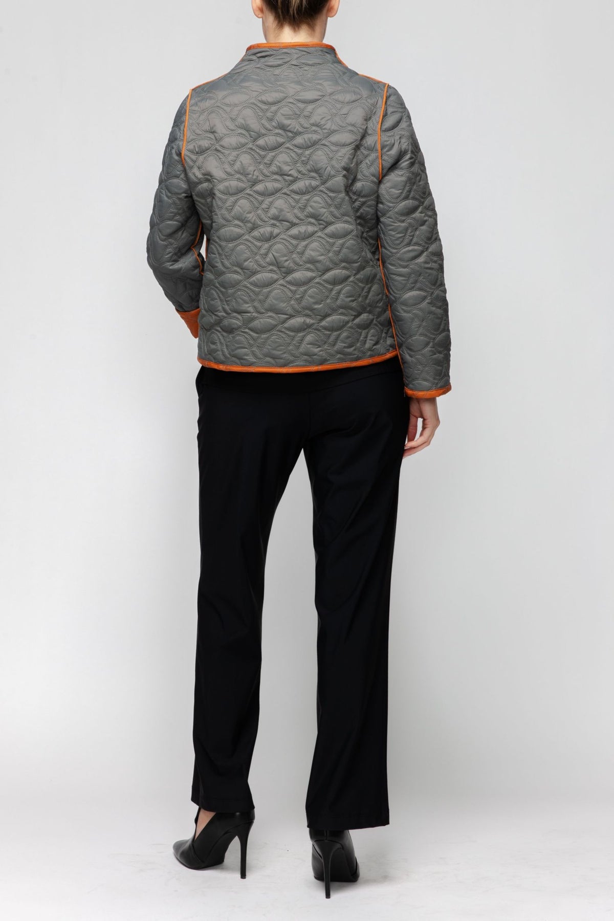 IC COLLECTION Jacket - 7123J - CHARCOAL and CARAMEL