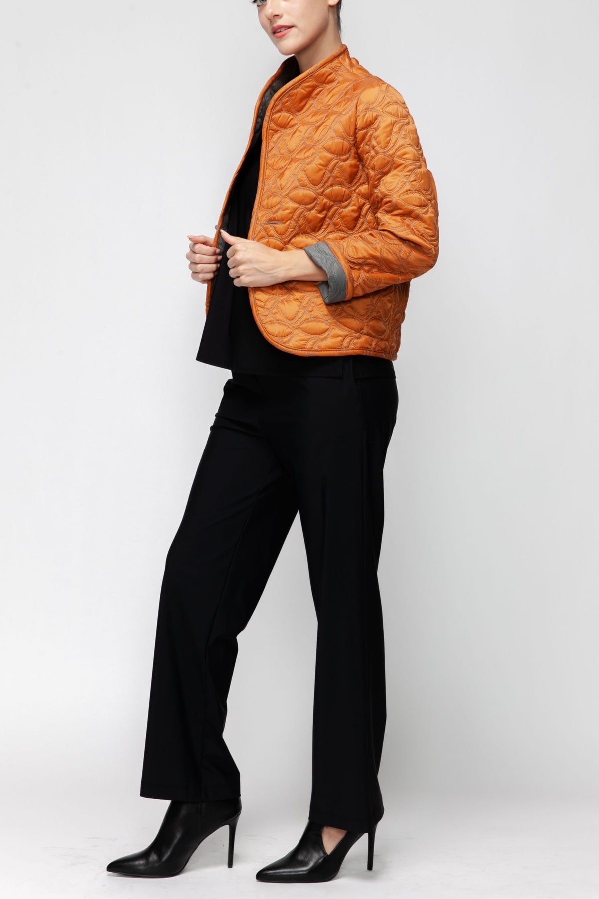 IC COLLECTION Jacket - 7123J - CHARCOAL and CARAMEL