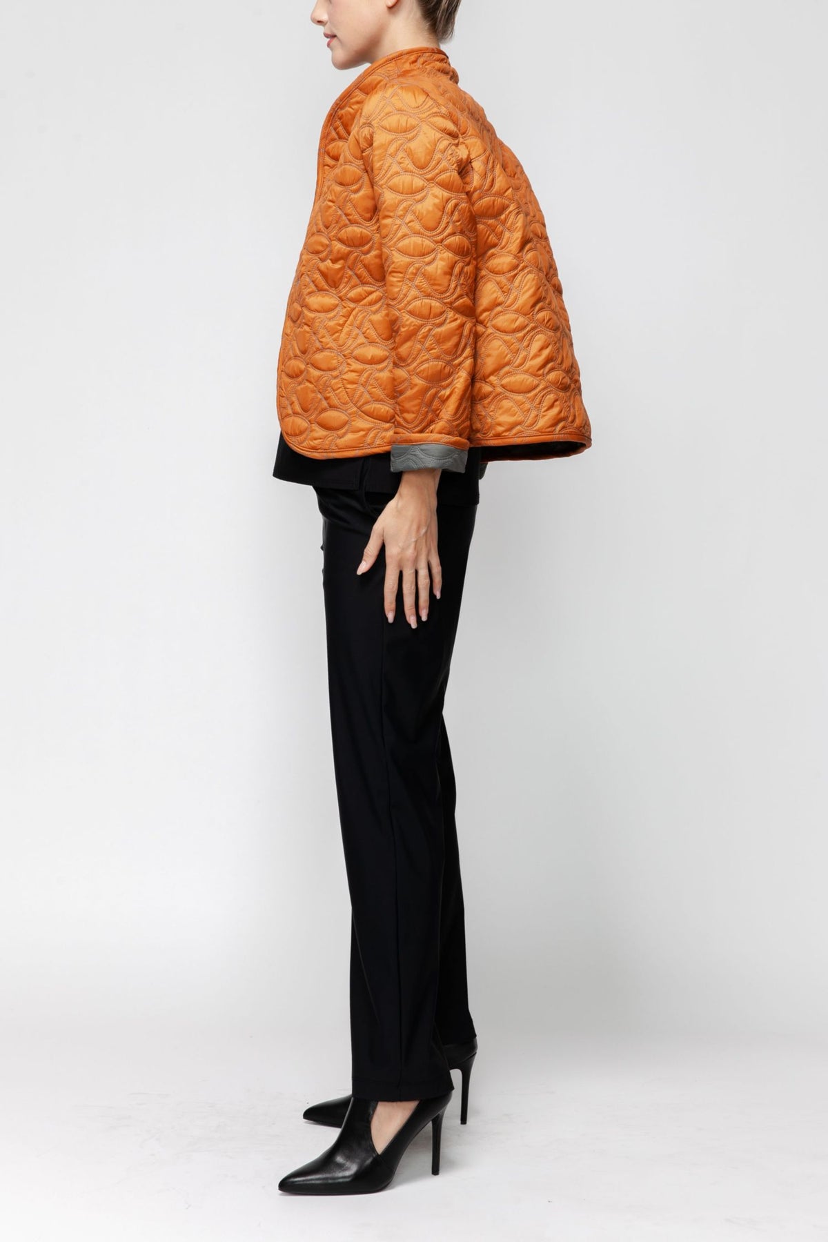 IC COLLECTION Jacket - 7123J - CHARCOAL and CARAMEL