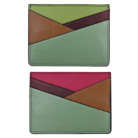 ili New York - ASYMMETRIC CARD CASE - 7173 - Sage Multi