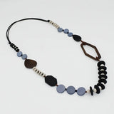 SYLCA Blue Wood Bead Gabby Necklace