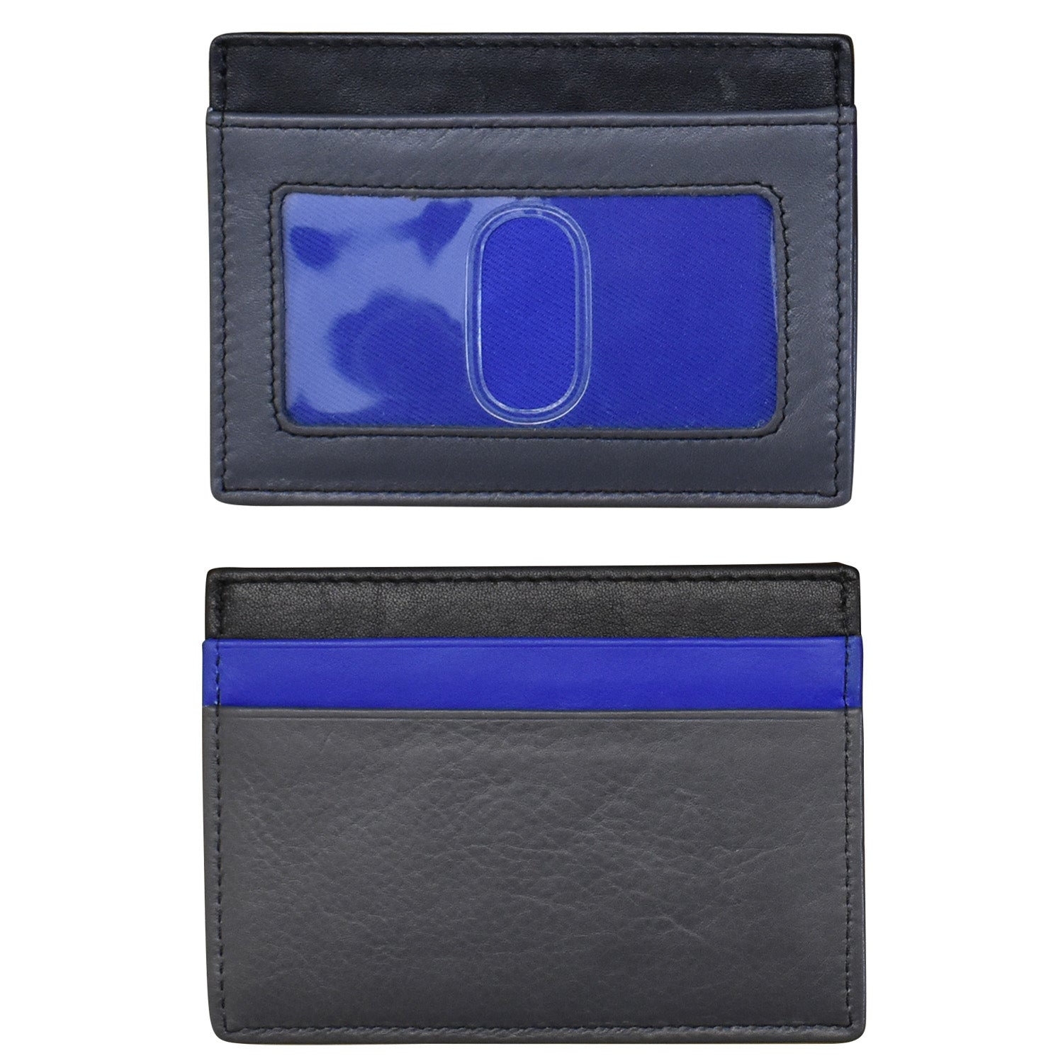 ili New York - POCKET I.D. CARD CASE - 7201 - Gray Cobalt Blue