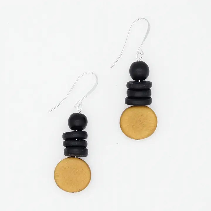 SYLCA Mustard and Black Dusk Earrings - SD25E27 - MUSTARD