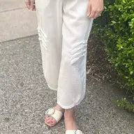 Fridaze AAPT25 - Crop Linen Pant with Twisted Pleats