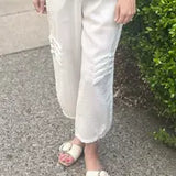 Fridaze AAPT25 - Crop Linen Pant with Twisted Pleats