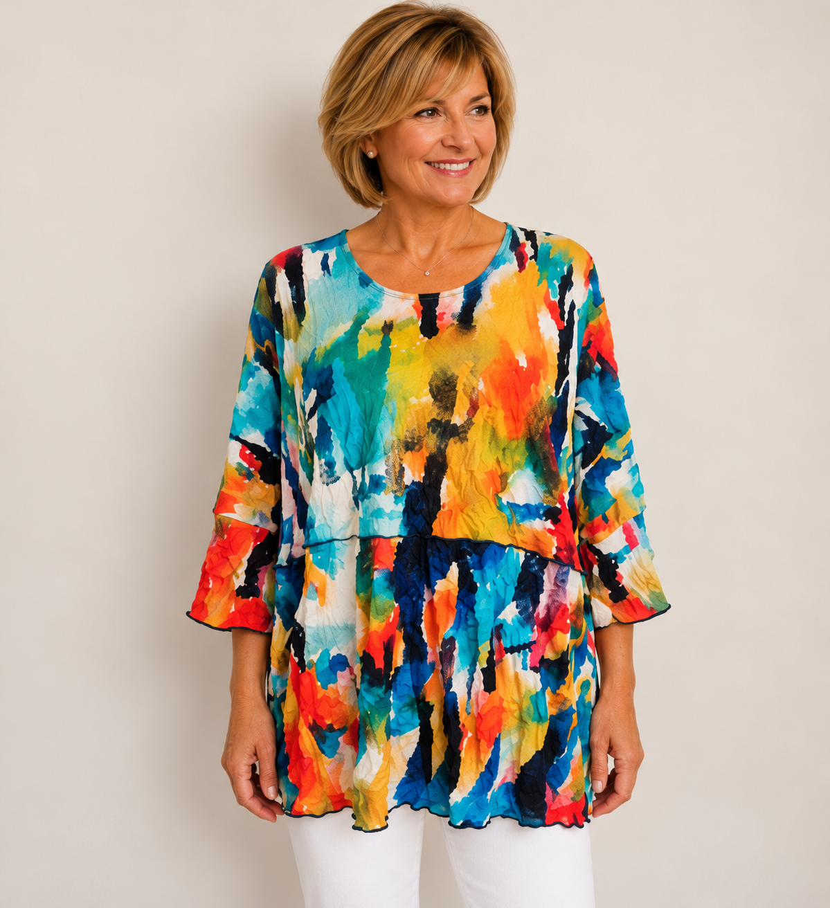 Vine Street Crinkle Tunic Tee - 727 - ABSTRACT