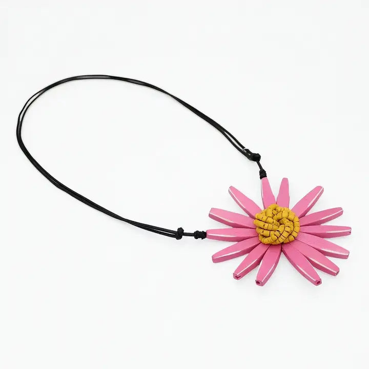 SYLCA Pink and Yellow Amaya Flower Statement Necklace - BP23N13 - PINK/YELLOW