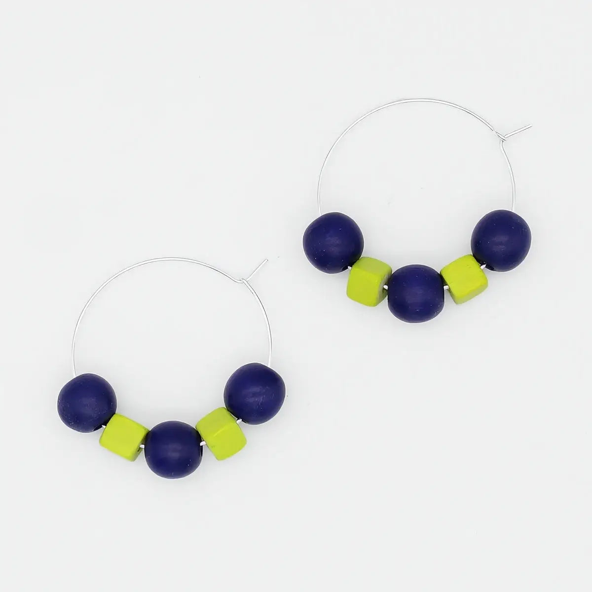 SYLCA Blue and Lime Hoop Earring