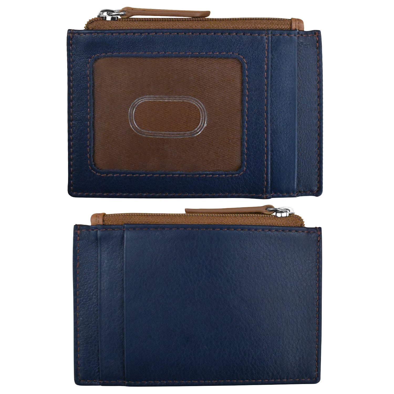 ili New York - ZIP I.D. CARD CASE - 7416 - Classic Navy Antique Saddle