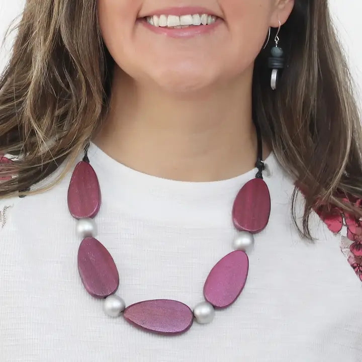 SYLCA Freya Metallic Purple Colorful Necklace - SD26N08 - PURPLE