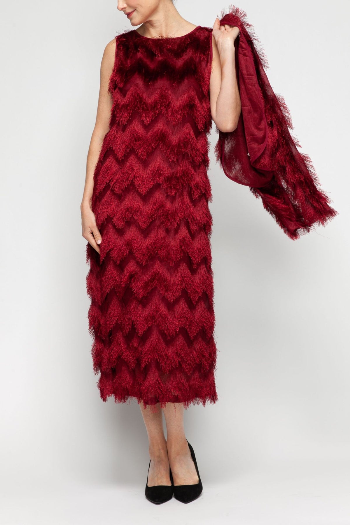 IC COLLECTION Dress - 7545D - BURGANDY