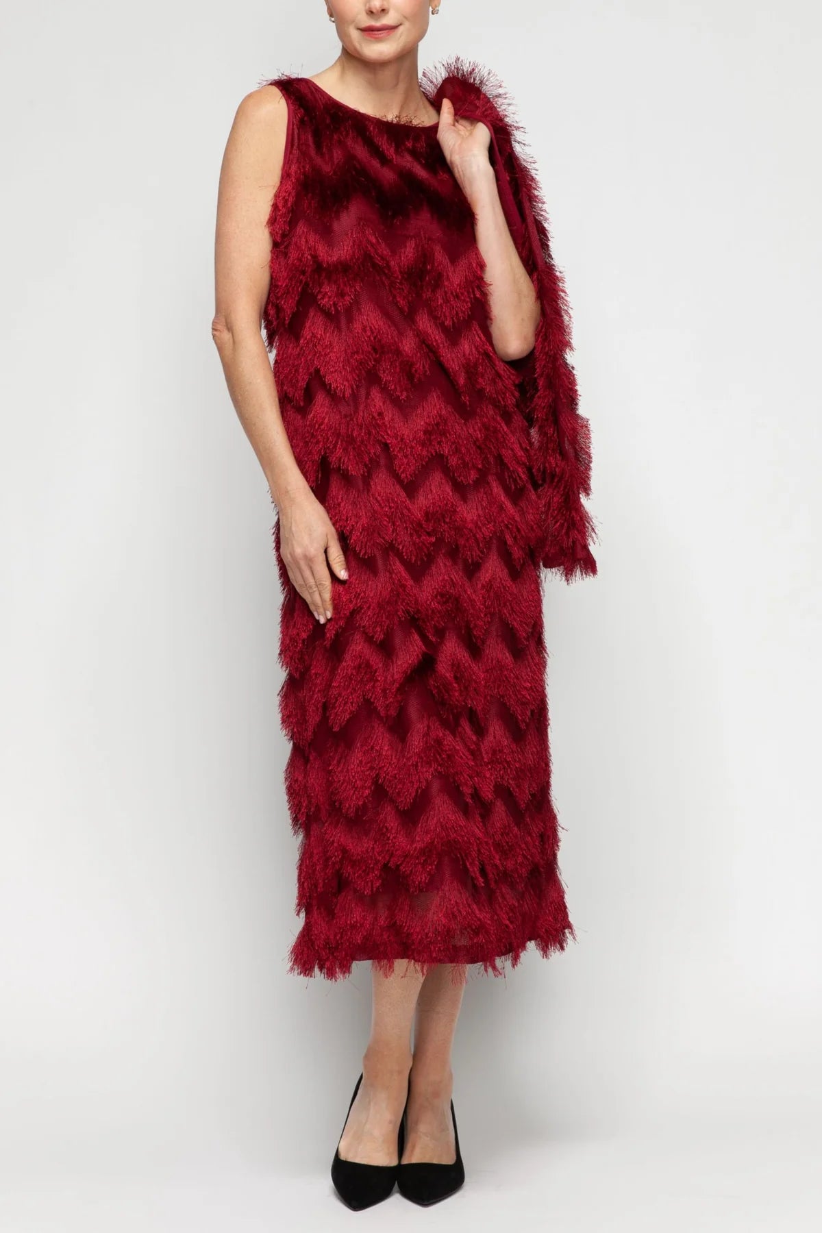 IC COLLECTION Dress - 7545D - BURGANDY