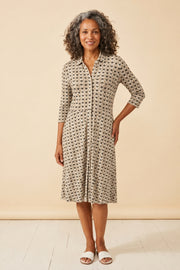Habitat Pattern Pending Button It Up Dress - 57685 - SAND