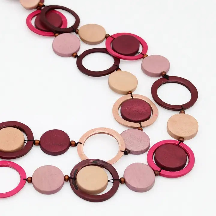 SYLCA Circle Cut Out Necklace - BP25N30 - MAGENTA