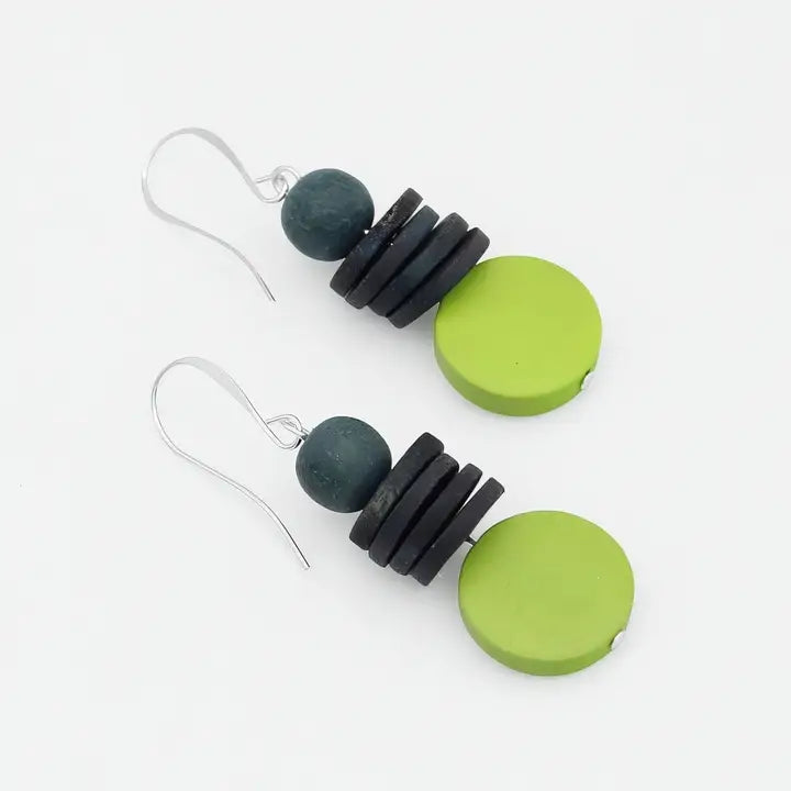 SYLCA Lime and Gray Dusk Earrings - SD25E27 - LIME