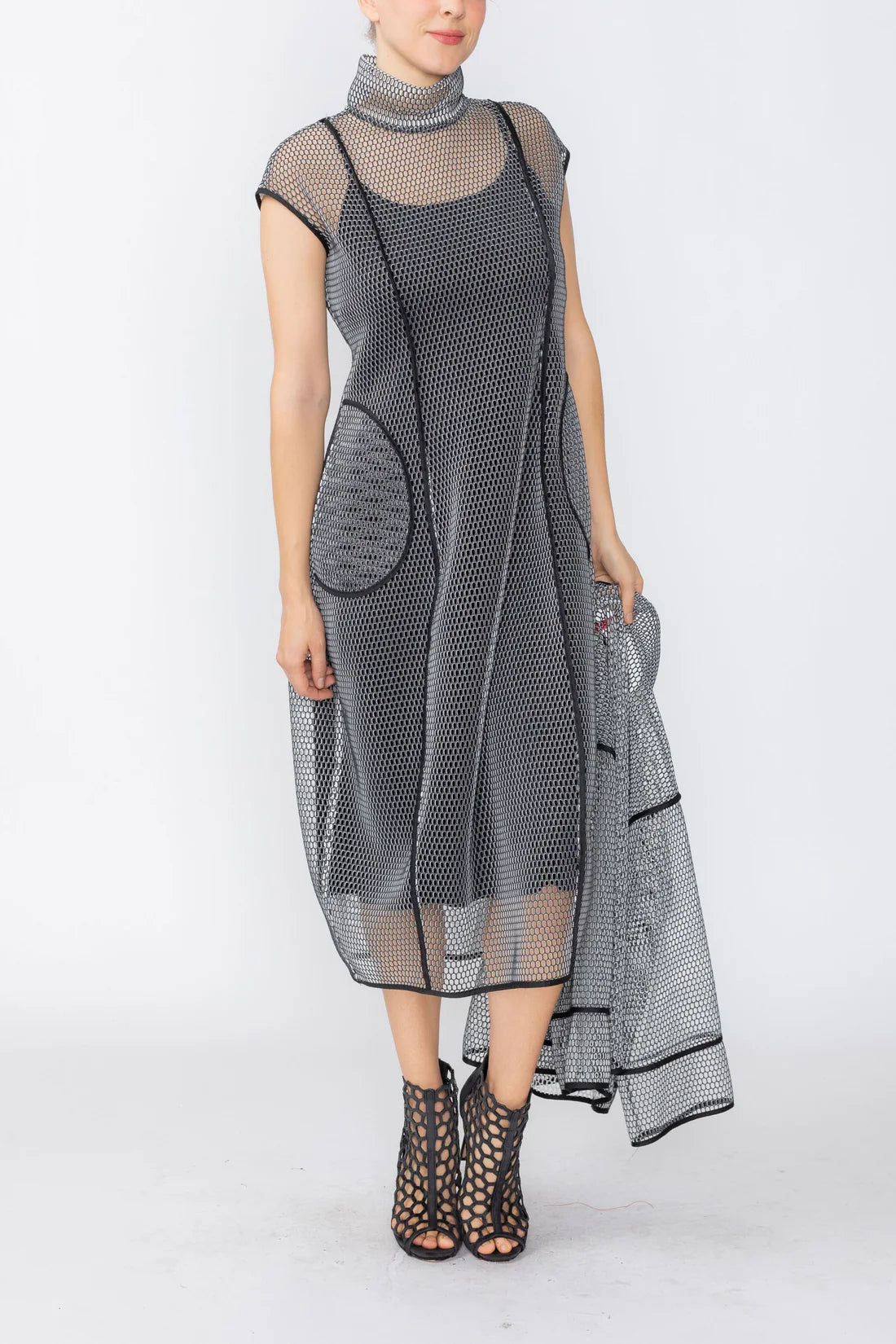 IC COLLECTION Dress - 7724D - BLACK AND WHITE