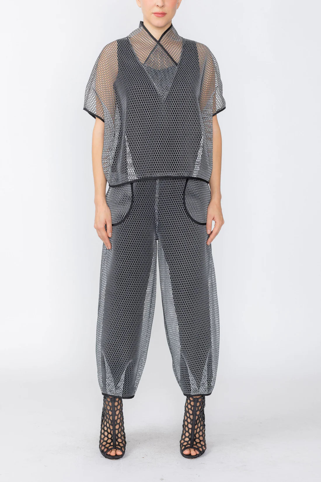 IC COLLECTION Pant - 7726P - BLACK AND WHITE
