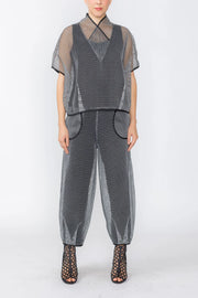 IC COLLECTION Pant - 7726P - BLACK AND WHITE