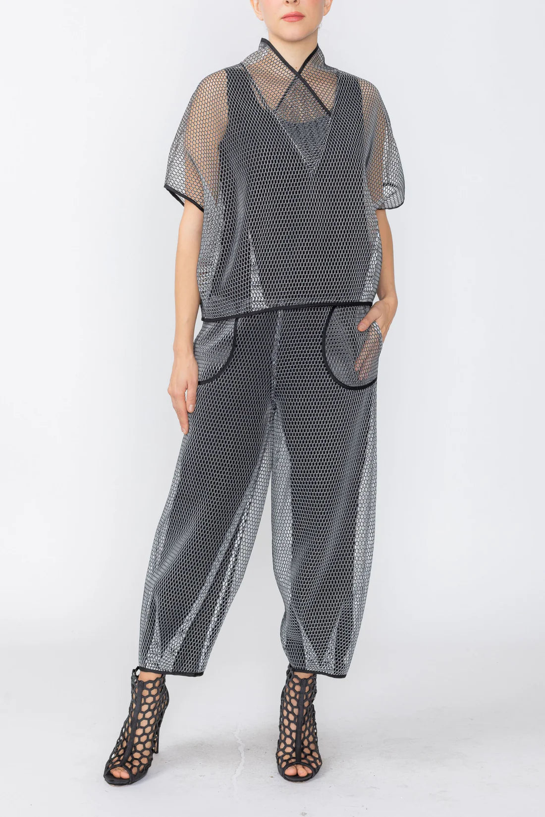 IC COLLECTION Pant - 7726P - BLACK AND WHITE
