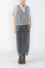 IC COLLECTION Top - 7727T - BLACK AND WHITE