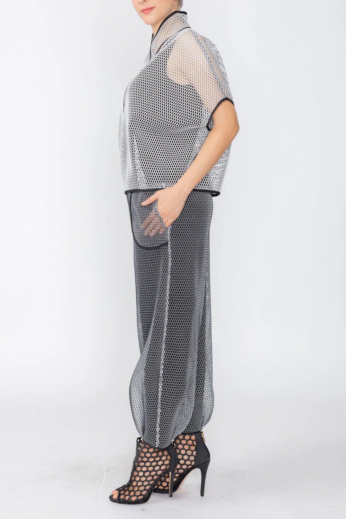 IC COLLECTION Pant - 7726P - BLACK AND WHITE
