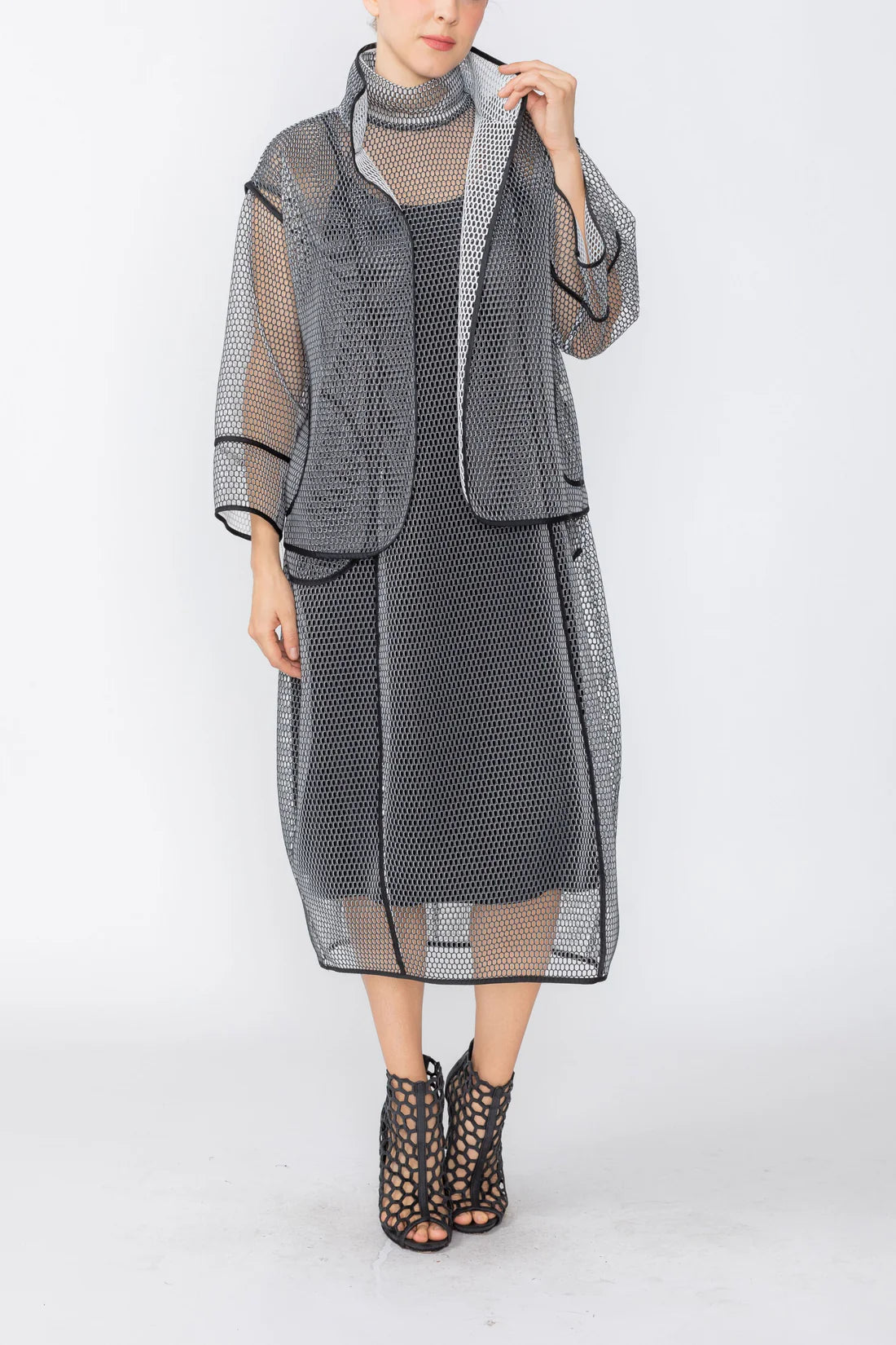 IC COLLECTION Jacket - 7732J - BLACK AND WHITE