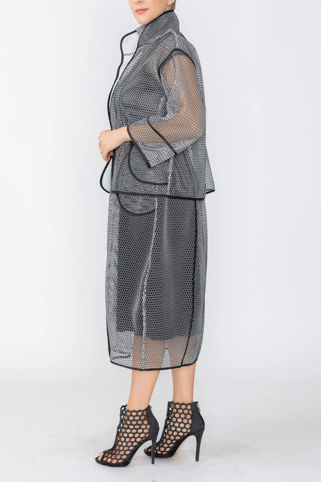 IC COLLECTION Jacket - 7732J - BLACK AND WHITE