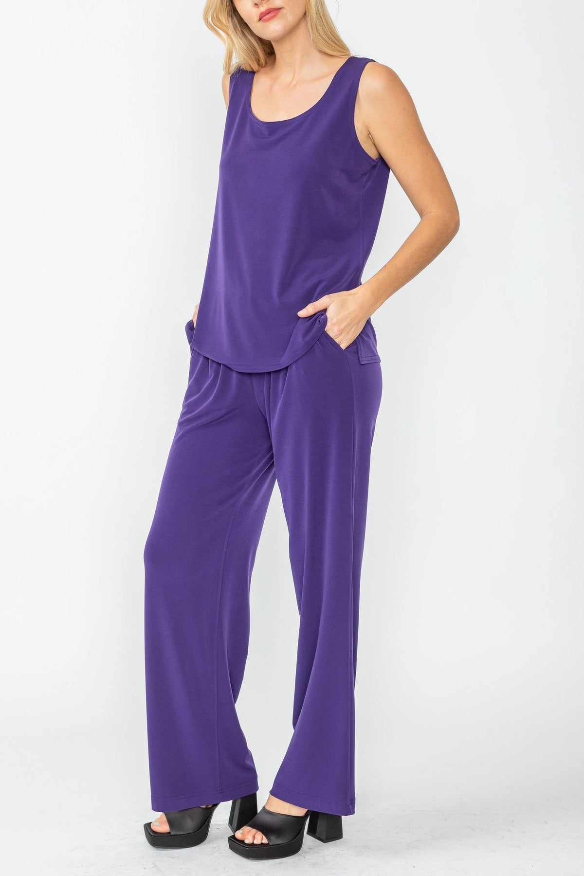 IC COLLECTION Top and Pants - 7760TP - PLUM