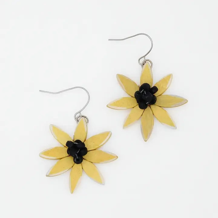 SYLCA Yellow Amaya Flower Earrings - P23E02 - YELLOW