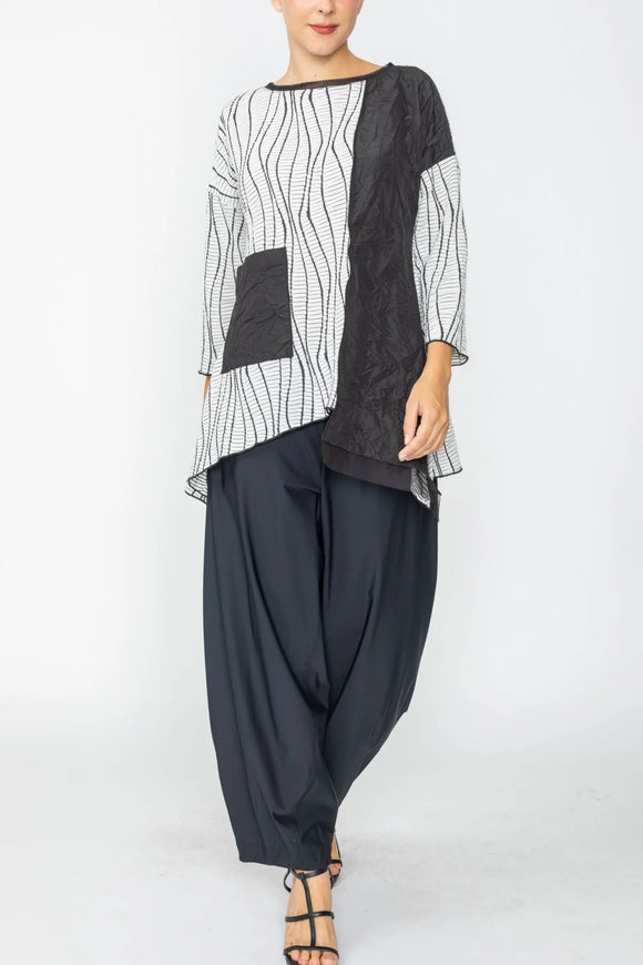 IC COLLECTION Top - 7788T - White and Black