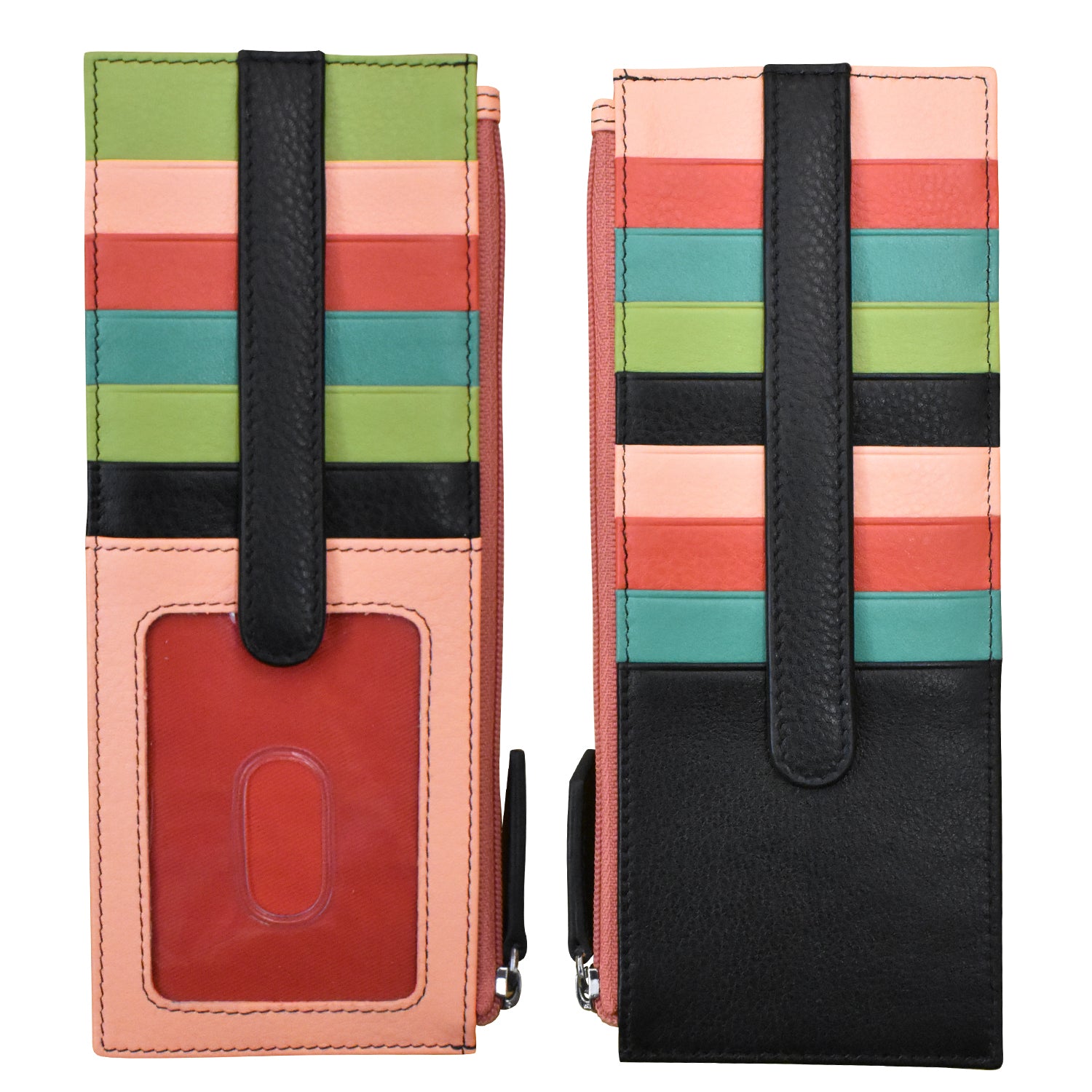 ili New York - DOUBLE SIDED LONG CREDIT CARD HOLDER - 7800 - Peach Multi