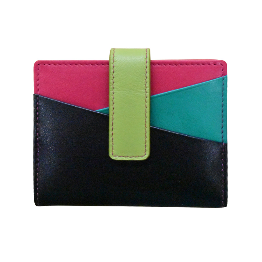 ili New York - MINI ASYMMETRIC CARD WALLET WITH TAB - 7803 - Black Brights