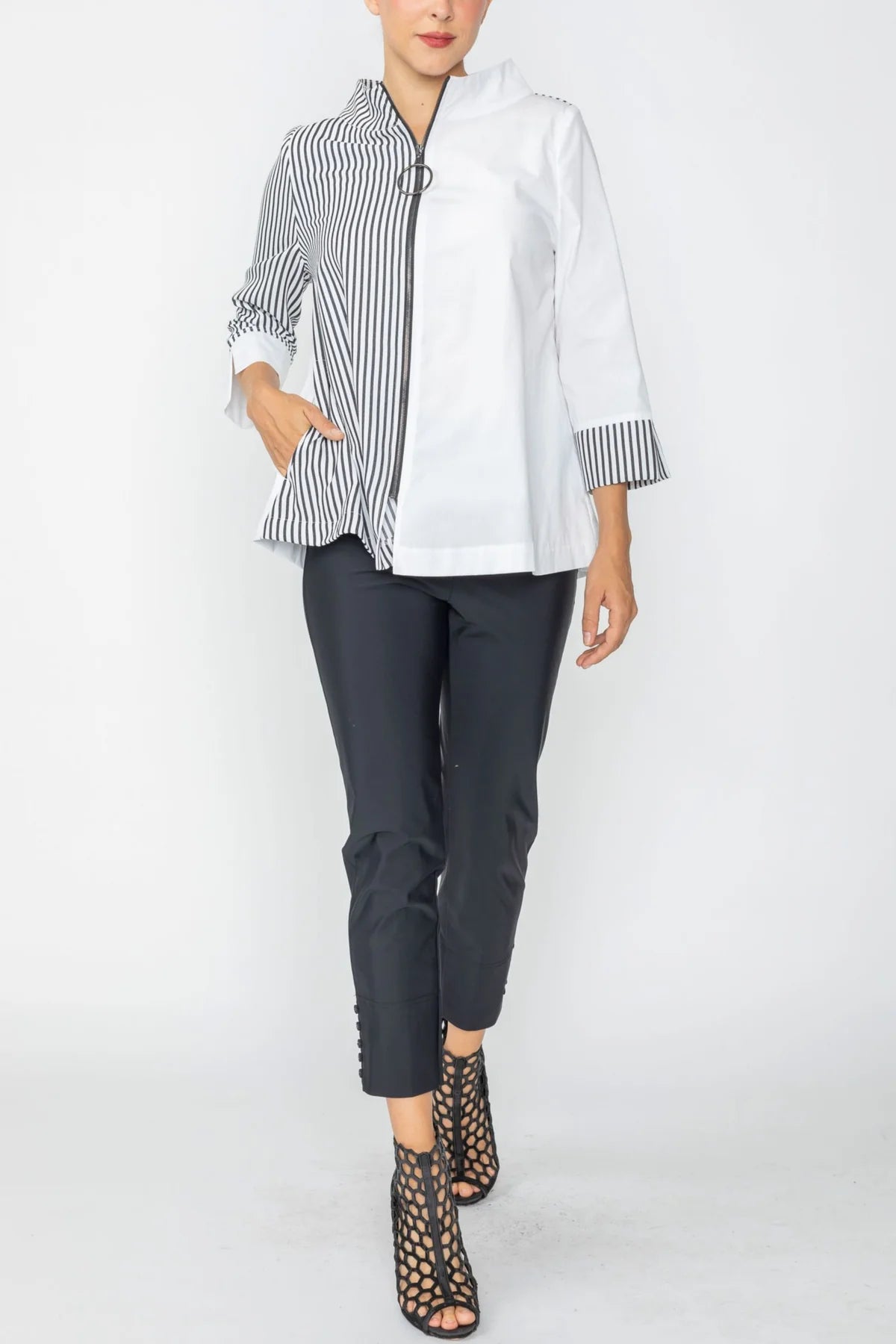 IC COLLECTION Jacket - 7854J - Black and White