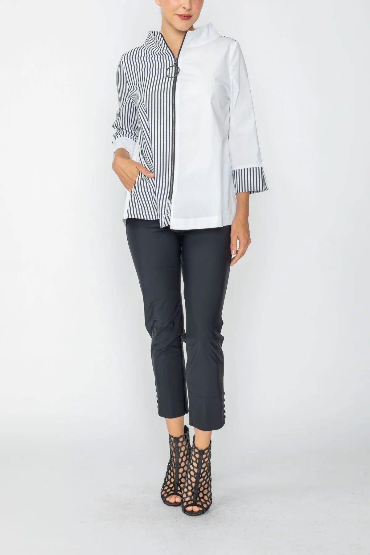 IC COLLECTION Jacket - 7854J - Black and White