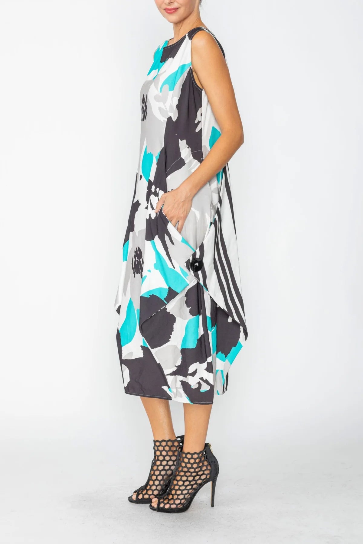 IC COLLECTION Dress - 7856D - Turquoise