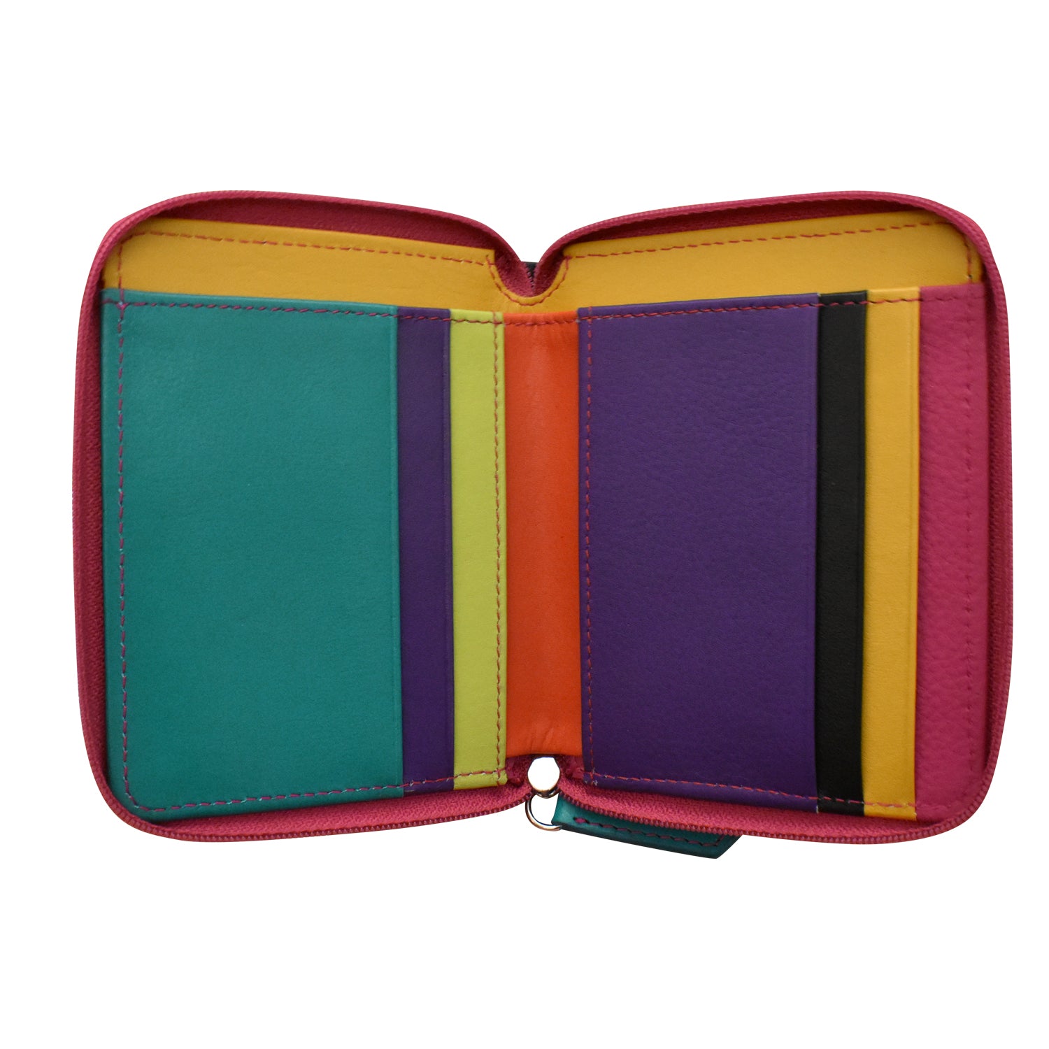 ili New York - SMALL MULTI COLOR ZIP WALLET - 7858 - Black Brights